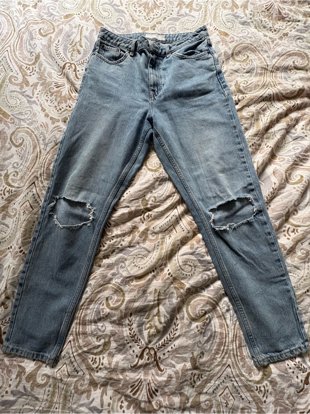 Light Blue Distressed Topshop Mom Jeans
